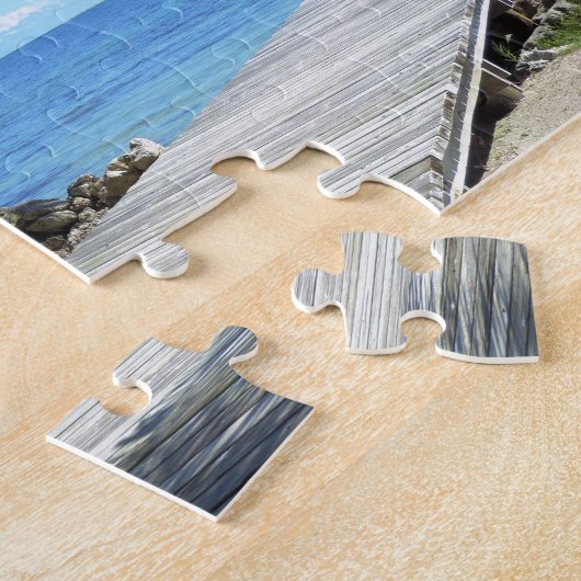 Palm en pier in Belize Legpuzzel (Zijkant)