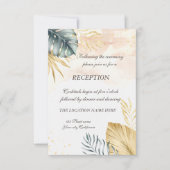 Palm Feuille Beach Mariage Réception Invitation (Devant)