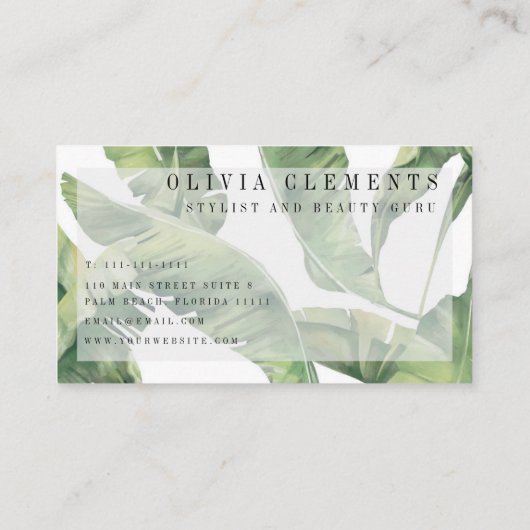 Palm Feuille verdure Carte de visite moderne (Dos)