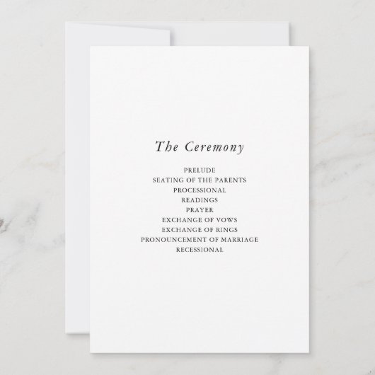 Palm Feuille Wedding Programme (Dos)