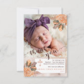 Palm Feuilles Hydrangea Girl Photo Baptême Merci (Devant)