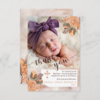 Palm Feuilles Hydrangea Girl Photo Baptême Merci