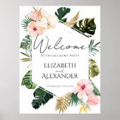 Palm Feuilles Tropical Engagement Affiche de bienv (Devant)