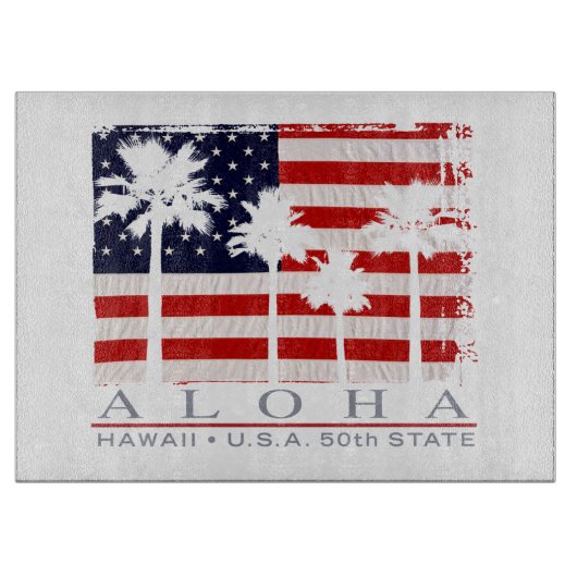 Palm Flag Hawaii Aloha Patriottische Snijplank (Voorkant)