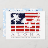 Palm Flag USA Aloha Party Kaart (Voorkant / Achterkant)