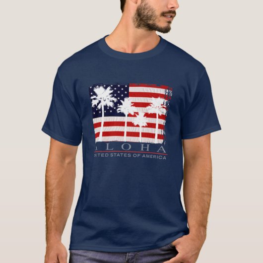 Palm Flag USA Mannen T-Shirts (Voorkant)