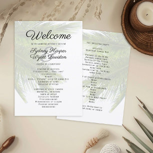 Palm Fronds Beach Wedding Ceremony Programme