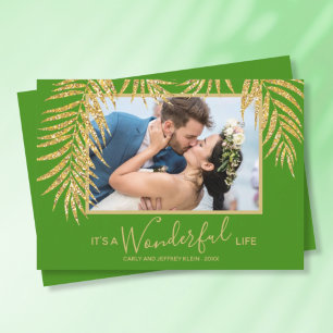 Palm Fronds Green-kerstfoto Feestdagenkaart