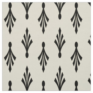 Palm Fronds Pattern zwart op ecru Stof