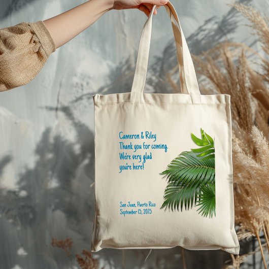 Palm Fronds Tropical Wedding Welcome Tote Bag