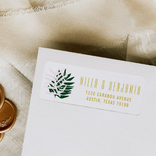 Palm Getaway Wedding Return-adreslabels Etiket