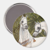 Palm Grove Arabe cheval ronde aimant (Recto/Verso)