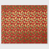 Palm Hawaii Leafs Emerald Green Red Gold Cadeaupapier (Vlak)