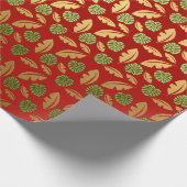 Palm Hawaii Leafs Emerald Green Red Gold Cadeaupapier (Hoek)
