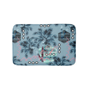Palm Hawaiian blue monogram gepersonaliseerd Badmat
