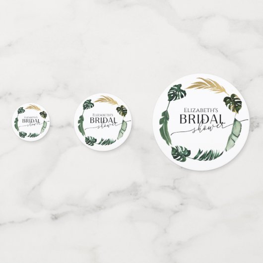 Palm Hibiscus Tropische Bloem Bruidsdiner Confetti (Achterkanten)