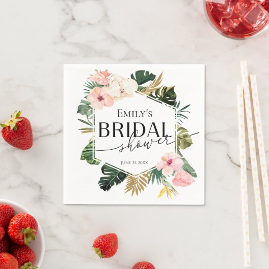 Palm Hibiscus Tropische Bruiloftssluiting Servette Servet (Insitu)