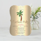 Palm Kerstboom String Lichten Goud Kaart (Staand voorkant)