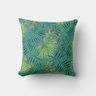 Palm laat een Blauwgroen printruimte met tropisch Kussen