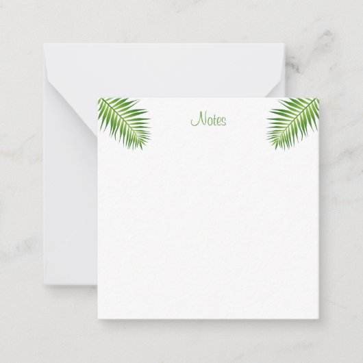 Palm laat handgeschreven script modern elegant notitiekaartje (Voorkant)