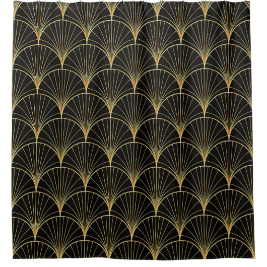 Palm Leaf Art Deco patroon Douchegordijn (Voorkant)