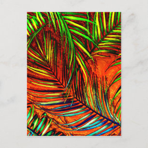 Palm Leaf Art Oerwoud Fire Edit Briefkaart