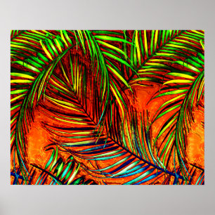 Palm Leaf Art Oerwoud Fire Edit Poster
