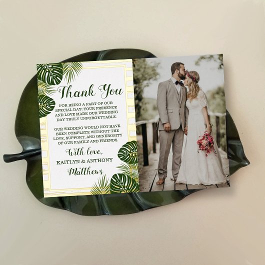 Palm Leaf Beach Mariage Carte de remerciements pho