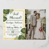 Palm Leaf Beach Mariage Carte Faire-part photo (Recto)