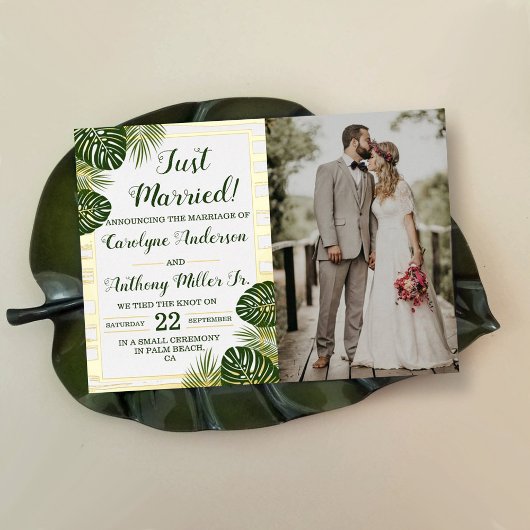 Palm Leaf Beach Mariage Carte Faire-part photo
