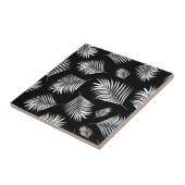 Palm Leaf Black White Tropical Patroon Tegeltje (Zijkant)