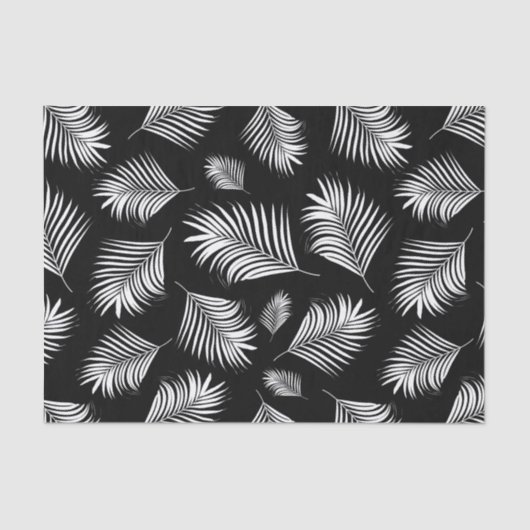 Palm Leaf Black White Tropical Patroon Tissuepapier (Voorkant)