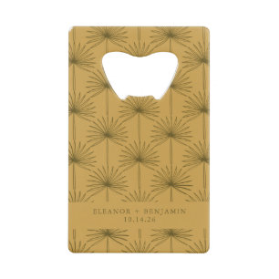 Palm Leaf Botanical Mustard Yellow Custom Wedding Kredietkaart Flessenopener