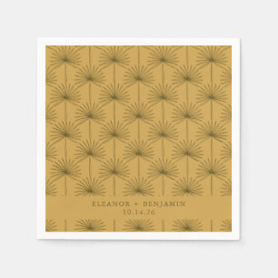 Palm Leaf Botanical Mustard Yellow Custom Wedding Servet