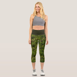 Palm Leaf Green High Waisted Capris