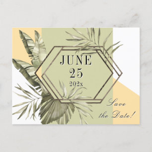 Palm Leaf Green Save the Date Carte postale