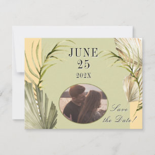 Palm Leaf Green Save the Date Carte postale