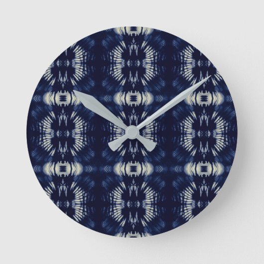 Palm Leaf in Delft Blue Ronde Klok (Voorkant)