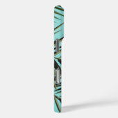 Palm Leaf iPhone Case – Minimale Tropische Blauwe  (Achterkant / Rechts)