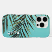 Palm Leaf iPhone Case – Minimale Tropische Blauwe  (Achterkant (horizontaal))