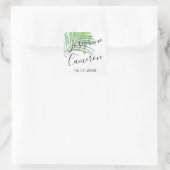 Palm Leaf Modern Beach Destination Wedding Vierkante Sticker (Tas)
