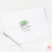 Palm Leaf Modern Beach Destination Wedding Vierkante Sticker (Envelop)
