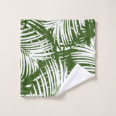 Palm Leaf Motif moderne Tropics Monogramme (Gant de toilette)