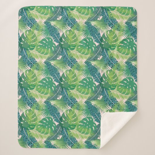 Palm Leaf Pattern-dekens Sherpa Deken (Voorkant)