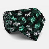 Palm Leaf Pattern Donk Green Stropdas (Opgerold)