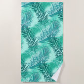 Palm Leaf Print, Cobalt, Turquoise en Aqua Strandlaken (Voorkant)