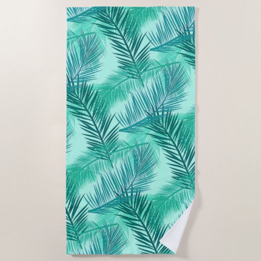 Palm Leaf Print, Cobalt, Turquoise en Aqua Strandlaken (Voorkant)