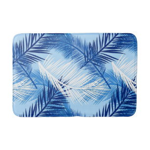 Palm Leaf Print, Cobalt, White en Sky Blue Badmat
