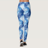 Palm Leaf Print, Cobalt, White en Sky Blue Leggings (Achterkant)
