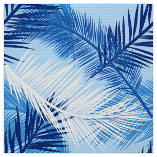 Palm Leaf Print, Cobalt, White en Sky Blue Stof